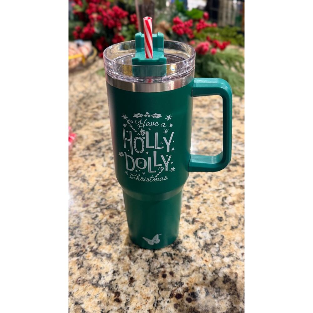NWT Dolly Parton "Holly Dolly" Forest Green Christmas 2025 Tumbler — 40oz